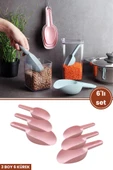 6 Adet Baharat Küreği, Un Şeker Bakliyat Kakao Mama Deterjan Erzak Kaşığı 6’lı Set 2x(3 Boy) Pembe - 1