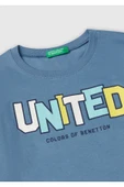 Erkek Çocuk Havacı Mavi Benetton Logo Baskılı Uzun Kollu T-Shirt - 3