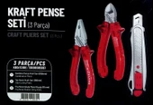 İzeltaş 3'lü Kraft Pense Seti 3 Parça Kraft Pense 160mm Kraft Yan Keski 160mm Maket Bıçağı thumbnail 1
