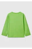 Erkek Çocuk Fıstık Yeşili Benetton Logo Baskılı Uzun Kollu T-Shirt - 3