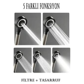 Duş başlığı 5 Fonksiyonlu Çelik Su Tasarruflu Filtreli Turbo Jet duş Başlığı - 2