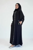 Boydan Düğmeli Ferace Elbise 3975 Siyah - 3