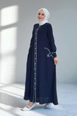 Boydan Düğmeli Ferace Elbise 3975 Lacivert thumbnail 3