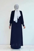 Boydan Düğmeli Ferace Elbise 3975 Lacivert thumbnail 2