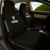 TOFAŞ Logolu Penye Kumaş Oto Koltuk Kılıfı Takımı Siyah  Tüm Araçlara Uygun Servis Kılıfı - 1