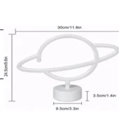 Neon Işıklı Satürn Lamba Pil+usb - 2