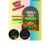 Neon Işıklı 7 Renk Işık Boyama Kalemli Led Resim Panosu Boyama Tahtası Kalemleri 20 X 20 - 1