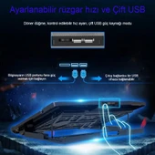 Çift USB Portlu 6 Fanlı Sessiz Laptop Soğutucu Standı 15.6 inç Ayarlanabilir Açılı - 5