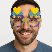 Cupcake Temalı Doğum Günü Renkli Karton Happy Birthday Gözlüğü 6 Adet - 2