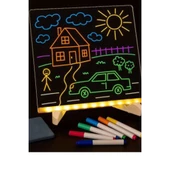 Neon Işıklı 7 Renk Işık Boyama Kalemli Led Resim Panosu Boyama Tahtası Kalemleri 20 X 20 - 4