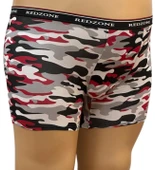 Kırmızı - Siyah - Beyaz Kamuflaj Desenli Dijital Baskılı Büyük Beden Likralı Boxer - 1