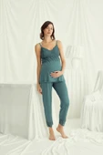 Dantelli Hamile Lohusa 3'lü Pijama Takımı - 7