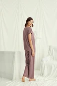 Kısa Kollu V Yakalı Dantelli Pijama Takımı - 6