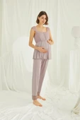 Dantelli Önü Düğmeli Hamile Lohusa Pijama Takımı - 2