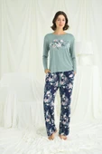 Çiçek ve Yaprak Desenli Baskılı Pijama Takımı - 1