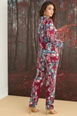 Çiçek ve Yaprak Desenli Önü Düğmeli Pijama Takımı - 5