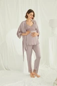 Dantelli Hamile Lohusa 3'lü Pijama Takımı - 6