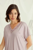 Kısa Kollu V Yakalı Dantelli Pijama Takımı - 6