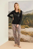 Yaprak Desenli "Natural Vibes" Pijama Takımı - 2