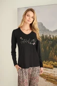 Yaprak Desenli "Natural Vibes" Pijama Takımı - 5