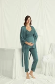 Dantelli Hamile Lohusa 3'lü Pijama Takımı - 1