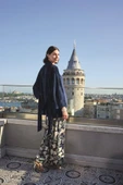 Yaprak Desenli ve Dantelli 3'lü Pijama Takımı - 3