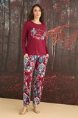 Çiçek ve Yaprak Desenli "I'm Living In a Dreamland" Pijama Takımı - 1