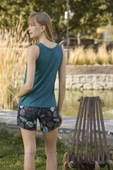 Yaprak Desenli ve Baskılı "Tropical Vibes" Şort Takımı - 4
