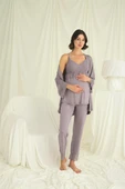 Dantelli Hamile Lohusa 3'lü Pijama Takımı - 4