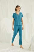 Kısa Kollu V Yakalı Dantelli Pijama Takımı thumbnail 1