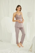 Dantelli Hamile Lohusa 3'lü Pijama Takımı - 9