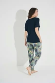 Çiçek ve Yaprak Baskılı "Summer Vocation" Pijama Takımı - 5