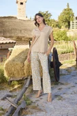 Çiçek Deseni V Yaka Pijama Takımı - 2