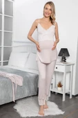 Dantelli Hamile Lohusa 3'lü Pijama Takımı - 6