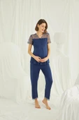 Brode Dantelli Önü Düğmeli Hamile Lohusa Pijama Takımı - 2