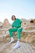 Kısa Kollu "Stay Strong" Crop Eşofman Takımı - 6