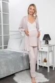 Dantelli Hamile Lohusa 3'lü Pijama Takımı - 1