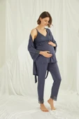 Dantelli Hamile Lohusa 3'lü Pijama Takımı - 4