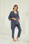 Dantelli Hamile Lohusa 3'lü Pijama Takımı - 2