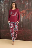 Çiçek ve Yaprak Desenli "I'm Living In a Dreamland" Pijama Takımı - 2