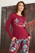 Çiçek ve Yaprak Desenli "I'm Living In a Dreamland" Pijama Takımı - 4