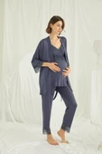 Dantelli Hamile Lohusa 3'lü Pijama Takımı - 1