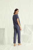 Kısa Kollu V Yakalı Dantelli Pijama Takımı - 6