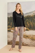 Yaprak Desenli "Natural Vibes" Pijama Takımı - 1