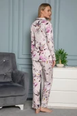 Çiçek Desenli Gömlek Yakalı Önü Boydan Düğmeli Pijama Takımı thumbnail 6
