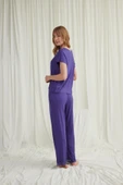 Kısa Kollu V Yakalı Dantelli Pijama Takımı - 5