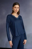 Dantelli ve Bağcık Detaylı Pijama Takımı - 2