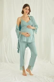 Dantelli Hamile Lohusa 3'lü Pijama Takımı - 2