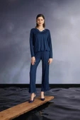 Dantelli ve Bağcık Detaylı Pijama Takımı - 1