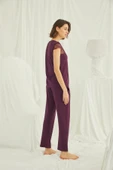 Yakası Kolu ve Omzu Dantelli Önü Düğmeli Pijama Takımı - 5
